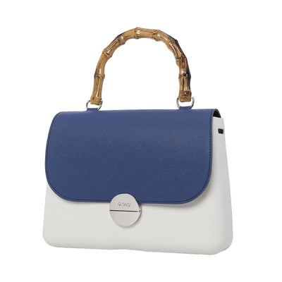 Solapa Glam Ecopiel Saffiano con asa Bambú Cobalto