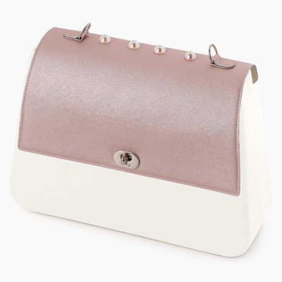 Solapa Queen Ecopiel Saffiano con Tachas Rosa Humo Metalizado