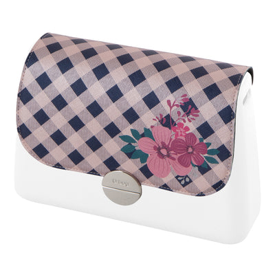 Solapa Glam Ecopiel Saffiano Flores Vichy Blanco / Negro