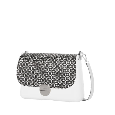 Solapa Glam Ecopiel Geometric Blanco/Negro