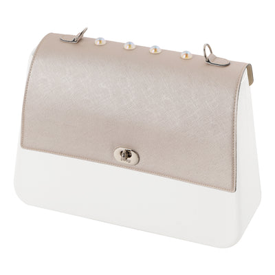 Solapa Queen Ecopiel Saffiano con Tachas Arena Metalizado