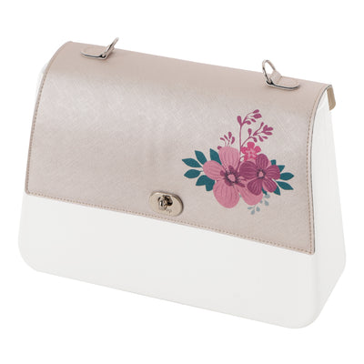 Solapa Queen Ecopiel Saffiano con Flores Arena Metalizado